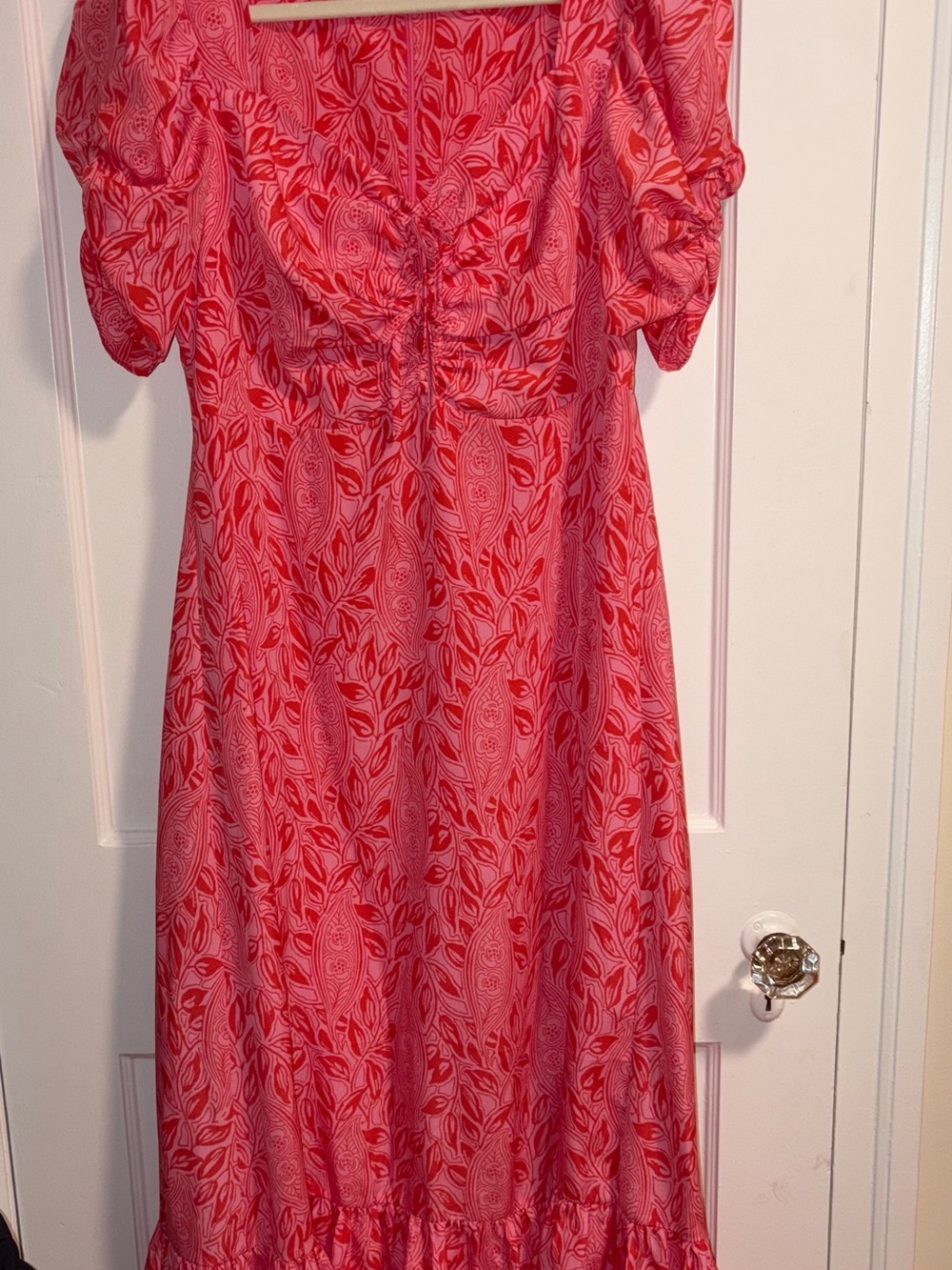 Likely Pink and Red Printed Midi Dress